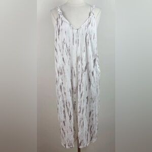 NICOLE MILLER Sleeveless Beige and Brown Patterned Gauzy Beach Dress/Coverup